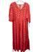 Briton Court Size S Orange & Pink Cotton 1/2 Balloon Sleeve Abstract Print Dress Orange & Pink / S