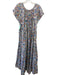 Mirth Size L White, Green & Blue Cotton Short Sleeve Floral Tiered Maxi Dress White, Green & Blue / L