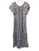 Mirth Size L White, Green & Blue Cotton Short Sleeve Floral Tiered Maxi Dress White, Green & Blue / L