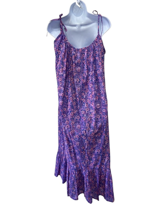 India Collection Emerson Fry Size M/L Purple, Pink & Blue Cotton Floral Dress Purple, Pink & Blue / M/L