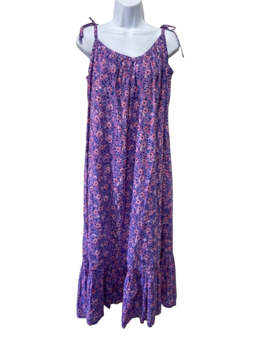 India Collection Emerson Fry Size M/L Purple, Pink & Blue Cotton Floral Dress Purple, Pink & Blue / M/L