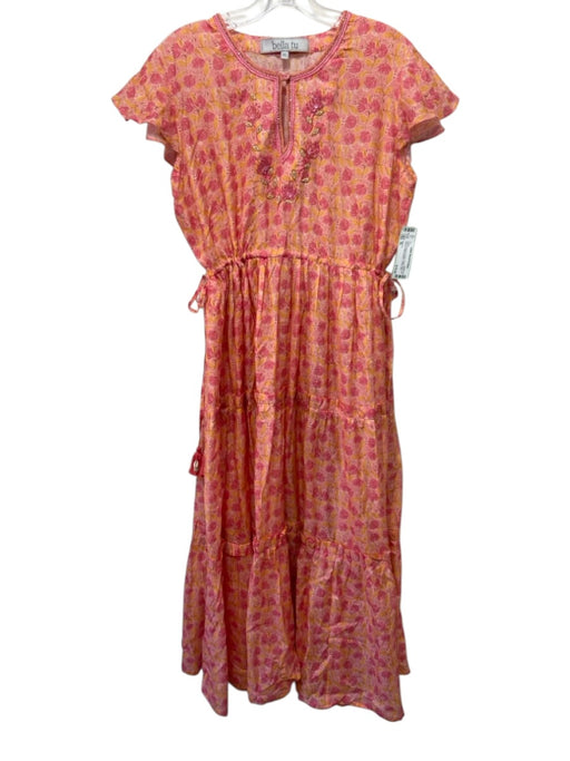 Bella Tu Size XL Pink, Orange & Yellow Cotton Short Cap Sleeve Floral Dress — Labels Resale Boutique