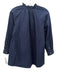 Ann Mashburn Size L Navy Cotton Long Sleeve Button Up Ruffle Neck Pockets Top Navy / L
