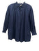 Ann Mashburn Size L Navy Cotton Long Sleeve Button Up Ruffle Neck Pockets Top Navy / L