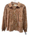 Elizabeth & James Size S Tan & White Cotton Long Balloon Sleeve Spotted Top Tan & White / S