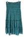 J. Marie Size M Green & Blue Polyester Shirred Waist Abstract Print Tiered Pants Green & Blue / M