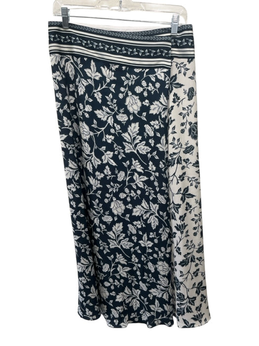 Ba&sh Size 38 Navy & white Polyester Wrap Floral Midi Skirt Navy & white / 38