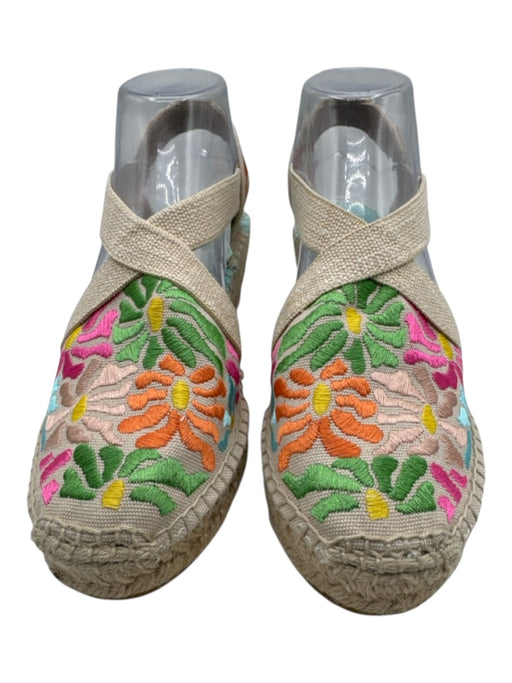 Toni Pons Shoe Size 40 Cream, Green & Multi Canvas Rope Base Espadrille Sandals Cream, Green & Multi / 40
