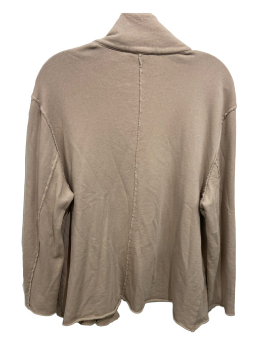 Eileen Fisher Size L Beige Cotton Open Front Pockets Collar Cardigan Beige / L