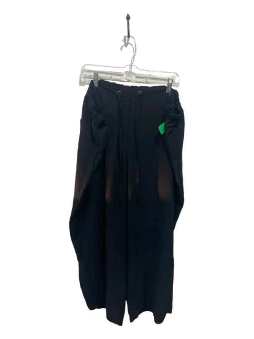 Eileen Fisher Size 3X Black Silk Drawstring Waist zip fly Straight Leg Pants Black / 3X