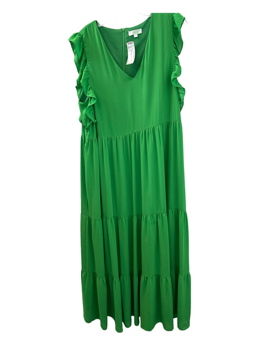Jade Size L Green Polyester Flutter Sleeves Back Zip Maxi Dress Green / L