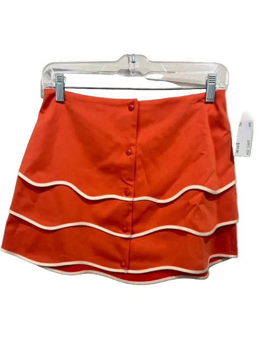 Alexis Size XS Orange & White Cotton & Viscose Short Sleeve scallop trim Top