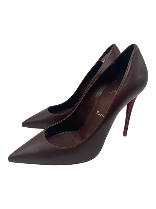 Christian Louboutin Shoe Size 36.5 Dark Brown Leather Pointed Toe Solid Pumps Dark Brown / 36.5