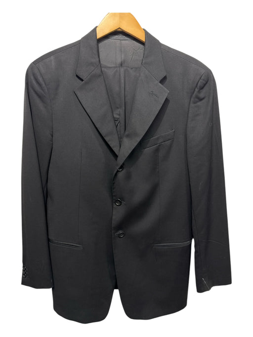 Armani Collezioni Black Wool Solid 3 button Men's Suit Black / 52R