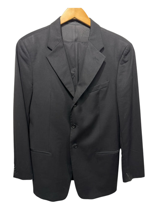 Armani Collezioni Black Wool Solid 3 button Men's Suit Black / 52R