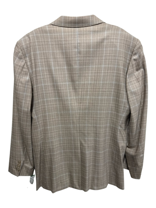 Ermenegildo Zegna Tan & Blue Plaid 2 Button Men's Blazer Tan & Blue / Est L