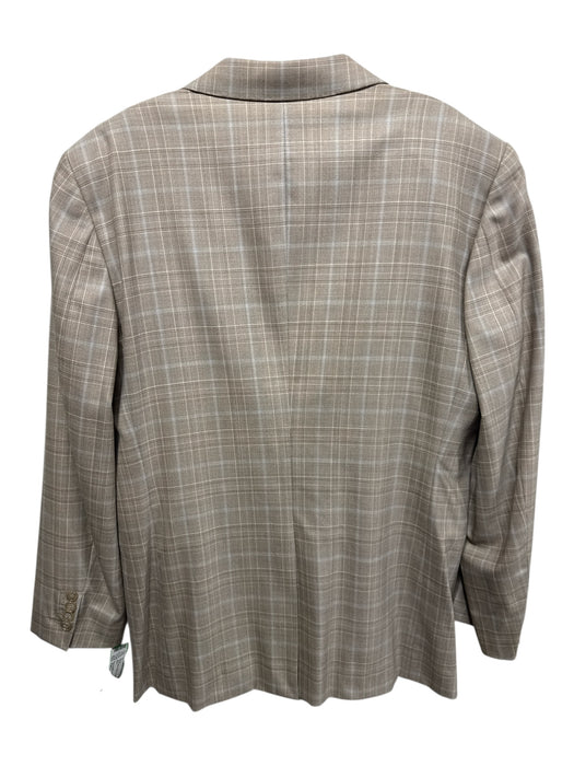 Ermenegildo Zegna Tan & Blue Plaid 2 Button Men's Blazer Tan & Blue / Est L