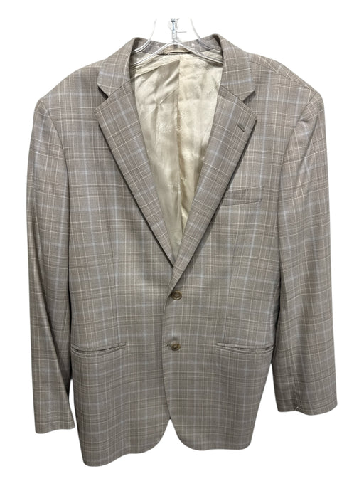 Ermenegildo Zegna Tan & Blue Plaid 2 Button Men's Blazer Tan & Blue / Est L