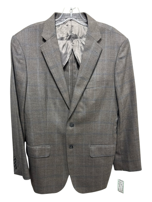 Ermenegildo Zegna Gray & Blue Plaid 2 Button Men's Blazer Gray & Blue / Est L