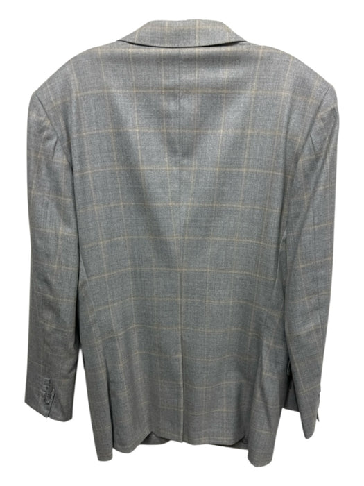 Ermenegildo Zegna Tan & Orange Plaid 2 Button Men's Blazer Tan & Orange / Est L