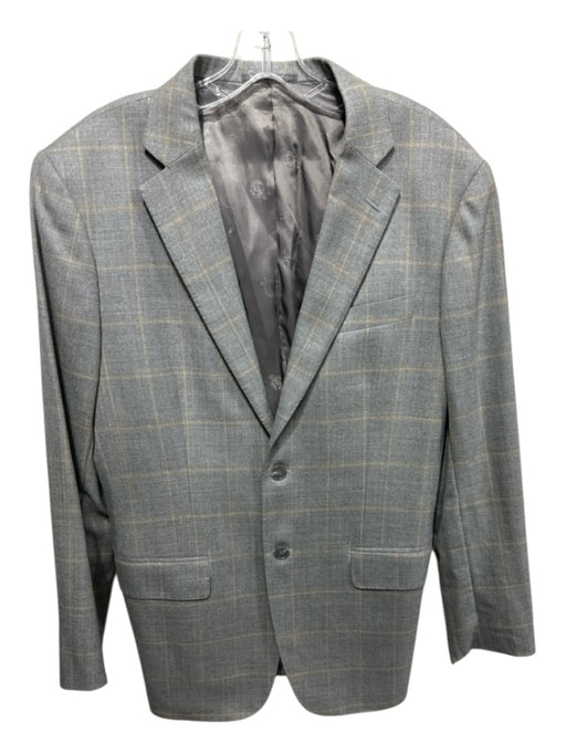 Ermenegildo Zegna Tan & Orange Plaid 2 Button Men's Blazer Tan & Orange / Est L