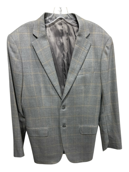 Ermenegildo Zegna Tan & Orange Plaid 2 Button Men's Blazer Tan & Orange / Est L