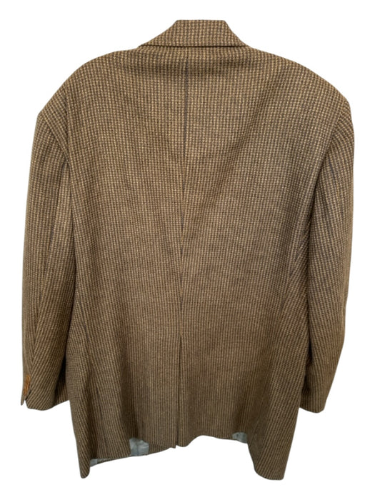 Southwick Tan & Navy Print Wool Checkered Men's Blazer Tan & Navy Print / Est XL