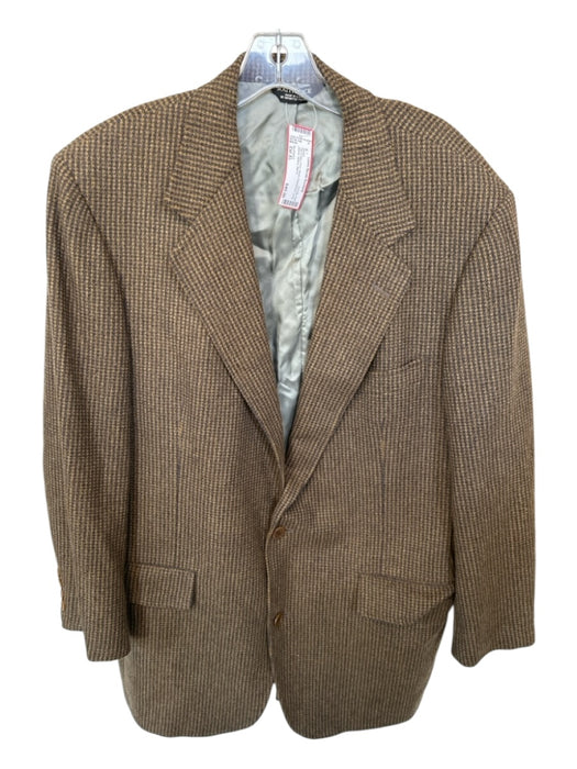 Southwick Tan & Navy Print Wool Checkered Men's Blazer Tan & Navy Print / Est XL