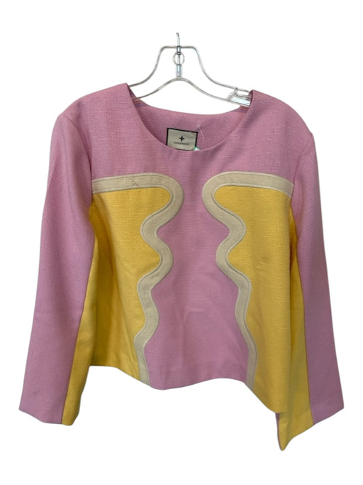 Tuckernuck Size Est M Pink & Yellow Polyester Blend Long Sleeve Swirls Top Pink & Yellow / Est M