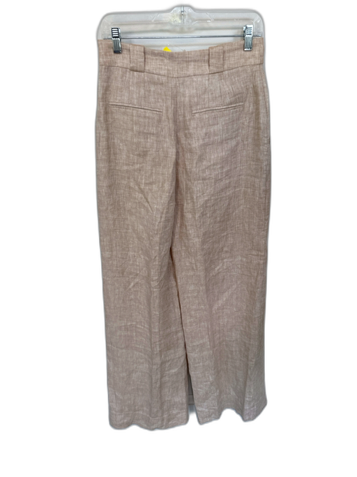 Shona Joy Size 6 Tan & White Linen High Waist Pleat Wide Leg Trouser Pants Tan & White / 6