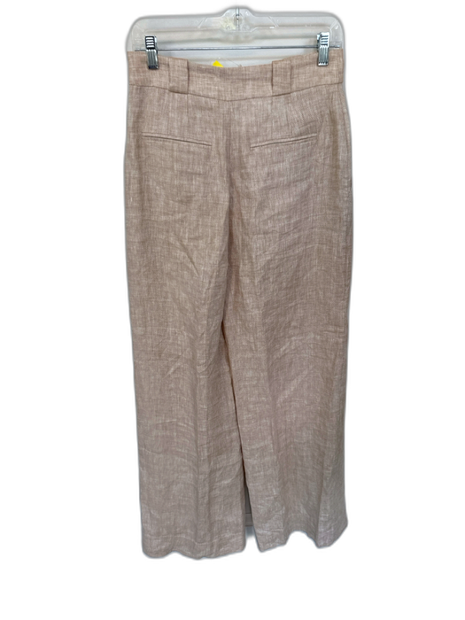 Shona Joy Size 6 Tan & White Linen High Waist Pleat Wide Leg Trouser Pants Tan & White / 6