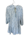Johnnie-O Size M White & Blue Cotton & Rayon Long Balloon Sleeve Flowers Dress White & Blue / M