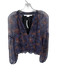 Veronica Beard Size 6 Navy & Brown Silk Long Balloon Sleeve Birds Cropped Top Navy & Brown / 6