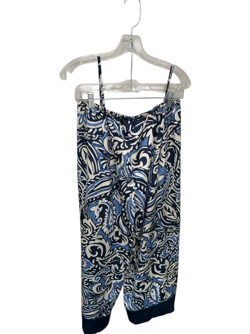 White Closet Size M Blue & Cream Polyester drawcord Spaghetti Strap Pant Set Blue & Cream / M