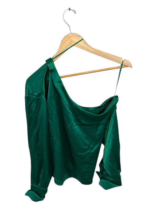 Retrofete Size S Green Acetate Long Sleeve Off Shoulder Top Green / S