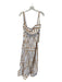 Aura Size L Tan & White Polyester & Cotton Tie Straps Striped Back Zip Dress Tan & White / L