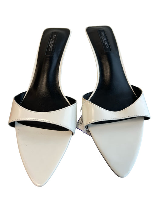 Tony Bianco Shoe Size 9 White Leather Pointed Toe Kitten Heel Mule Shoes White / 9