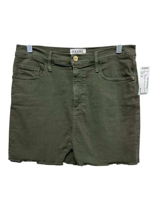 Frame Size 29 Army Green Cotton Denim Zip Fly Skirt Army Green / 29