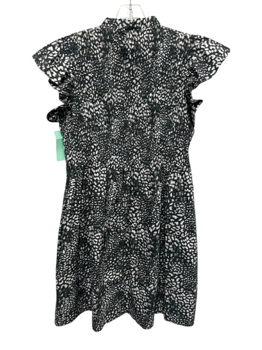 Sea New York Size 6 Black & White Cotton Ruffle Cap Sleeve All Over Print Dress Black & White / 6