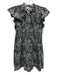 Sea New York Size 6 Black & White Cotton Ruffle Cap Sleeve All Over Print Dress Black & White / 6