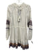 Veronica Beard Size S White, Blue & Red Cotton Embroidered Tassel V Neck Dress White, Blue & Red / S
