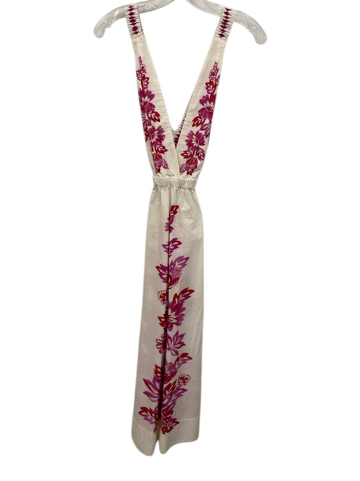 Farm Rio Size S White, Pink & Red Cotton Floral Criss Cross Back Halter Dress White, Pink & Red / S