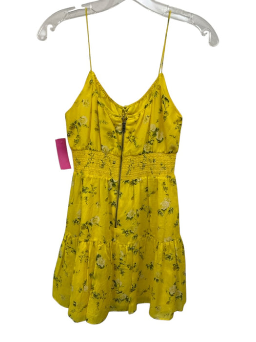 Alice + Olivia Size 2 Yellow & Green Cotton & Silk Floral Spaghetti Strap Dress Yellow & Green / 2