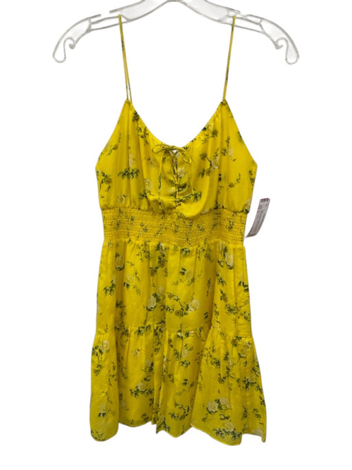 Alice + Olivia Size 2 Yellow & Green Cotton & Silk Floral Spaghetti Strap Dress Yellow & Green / 2
