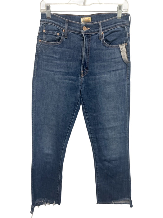 Mother Size 28 Medium Wash Cotton Denim Raw Hem High Rise Straight Leg Jeans Medium Wash / 28