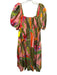 Farm Rio Size M Peach Pink & Multi Cotton Blend Botanical Print Dress Peach Pink & Multi / M
