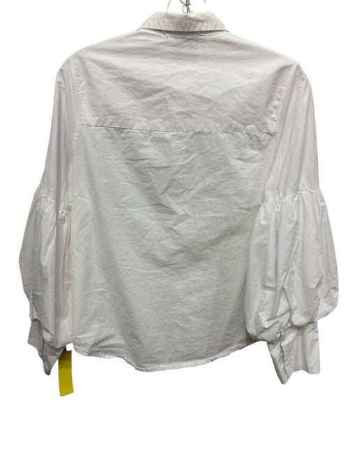 The Shirt Rochelle Behrens Size M White Cotton Long Sleeve Button Up Shirt Top White / M