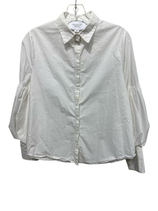 The Shirt Rochelle Behrens Size M White Cotton Long Sleeve Button Up Shirt Top White / M