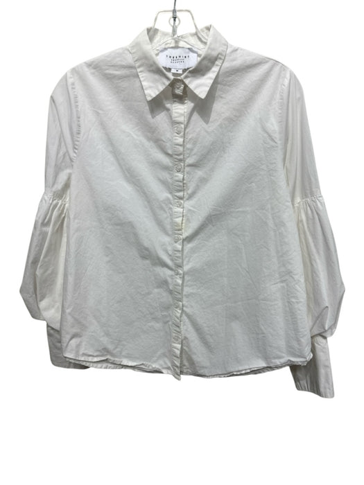 The Shirt Rochelle Behrens Size M White Cotton Long Sleeve Button Up Shirt Top White / M
