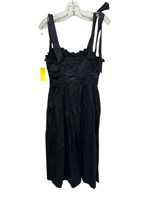 Sofie the Label Size M Black Cotton Tie Shoulder Structured Bodice Tiered Dress Black / M